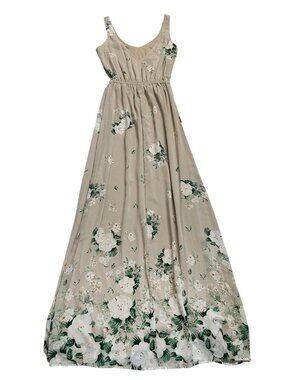 Show Me Your Mumu Kendall Women's Size L Kendall Beige Floral Bouquet Maxi Dress